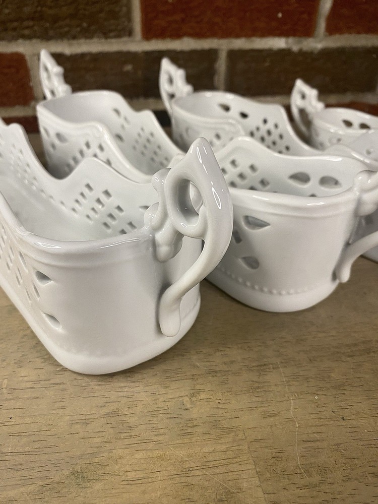 Mikasa Manchester Pattern Porcelain White Buffet Flatware Silverware Holders 4pc