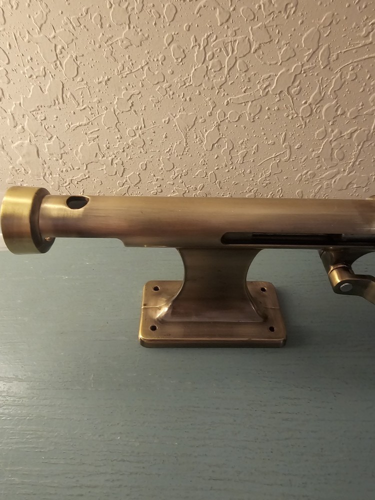 Vintage Solid Brass WallMounted CorkScrew, Lever Style W/Turned Wood Handle-Very