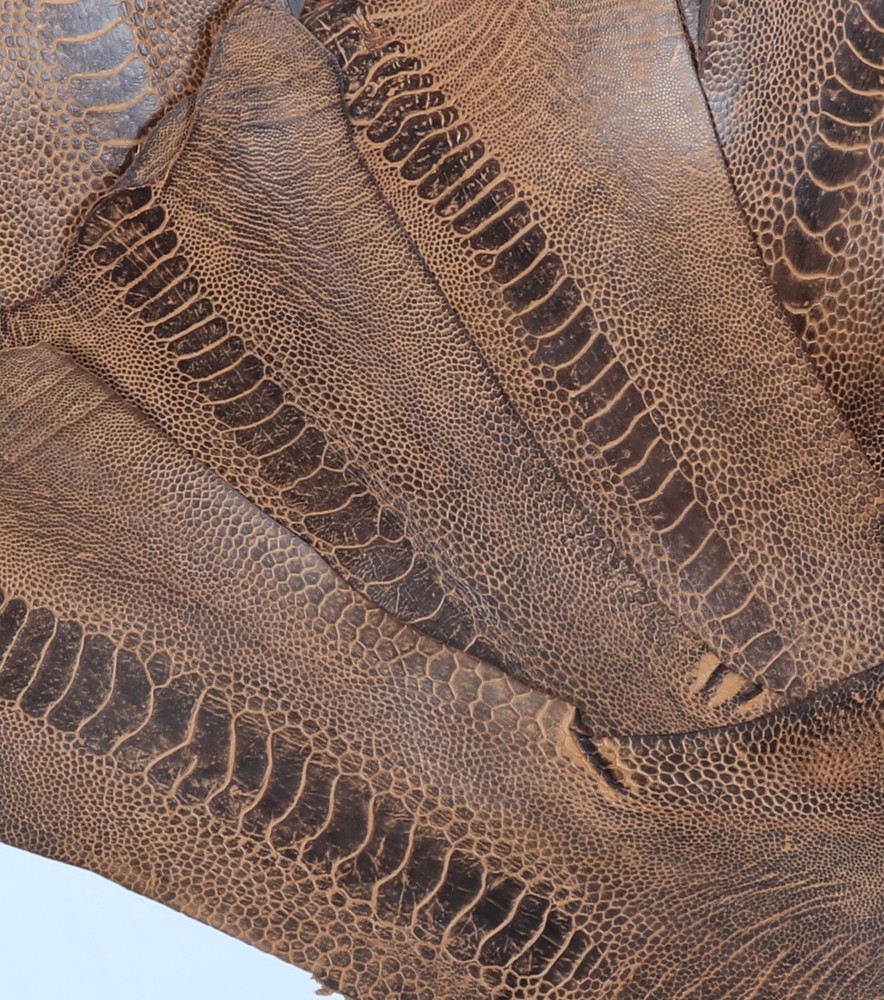 Ostrich Skin Legs Leather Saddle Tan BF
