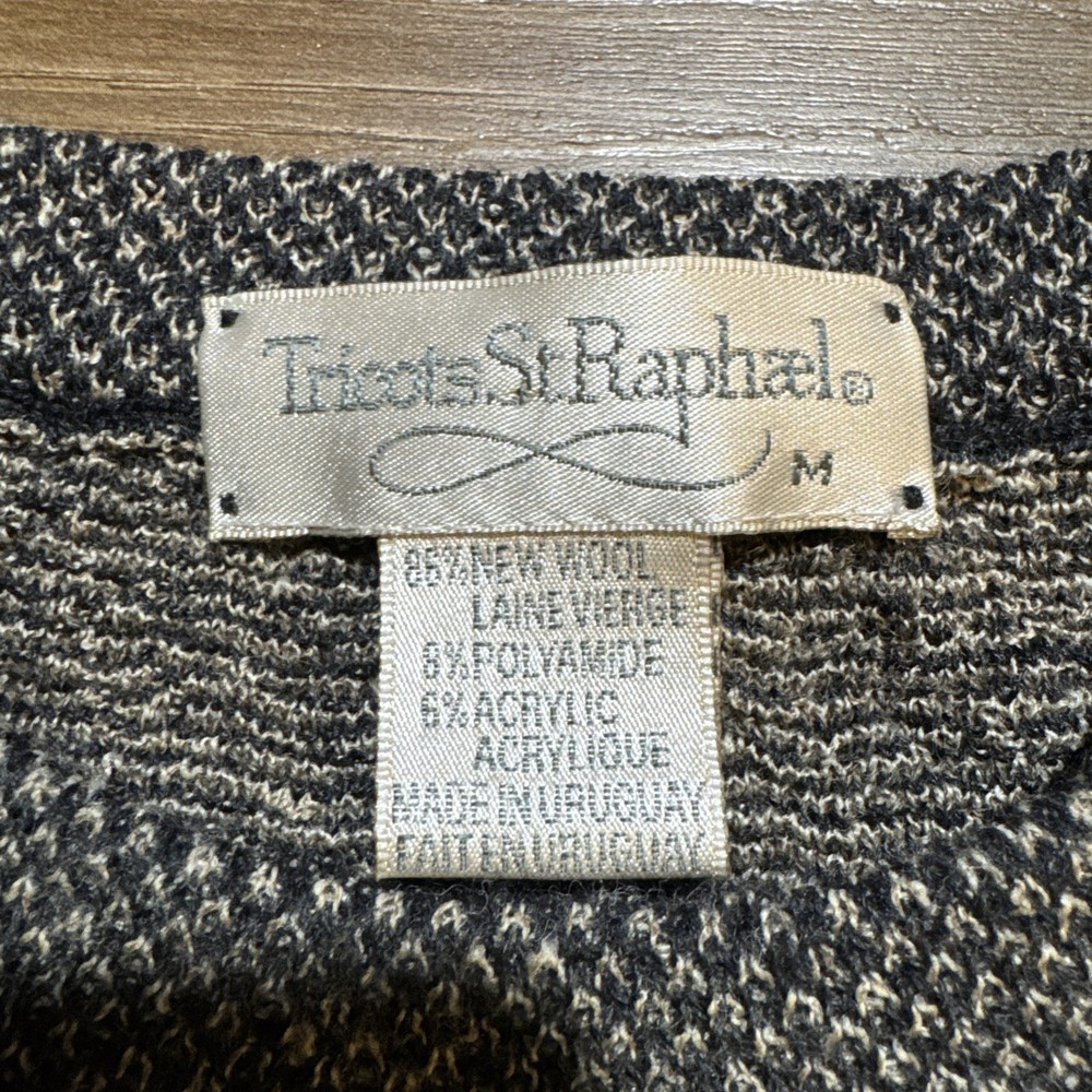 Vintage Tricots St Raphael MEDIUM Wool Blend Pullover Sweater Wavy Coogi Style M