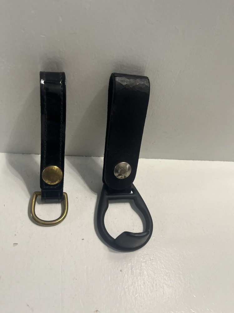 - (2) Leather Strap Handles Baton Bat Belt Holder Repurpose