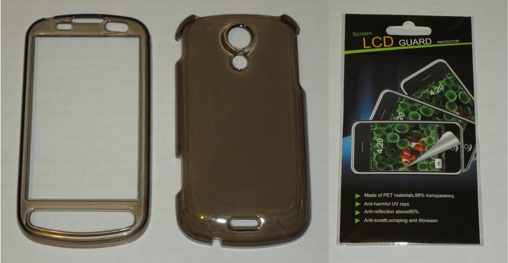 Grey / Smoke Hard Plastic Case & Screen Protector For Samsung Epic 4G D700