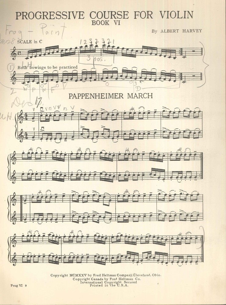 Vintage Harvey Progressive Course Violin Book 6 1925 Syncopation Grace Notes