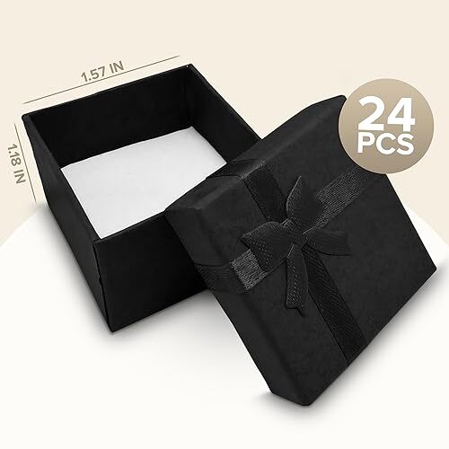 24Pcs Black Ring Boxes Bulk - Ring Jewelry Box Ring Boxes 24Pcs Boxes Black