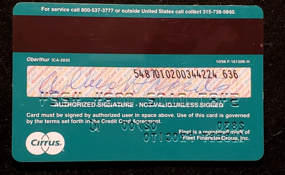 Fleet MasterCard credit card exp 2000 cc498