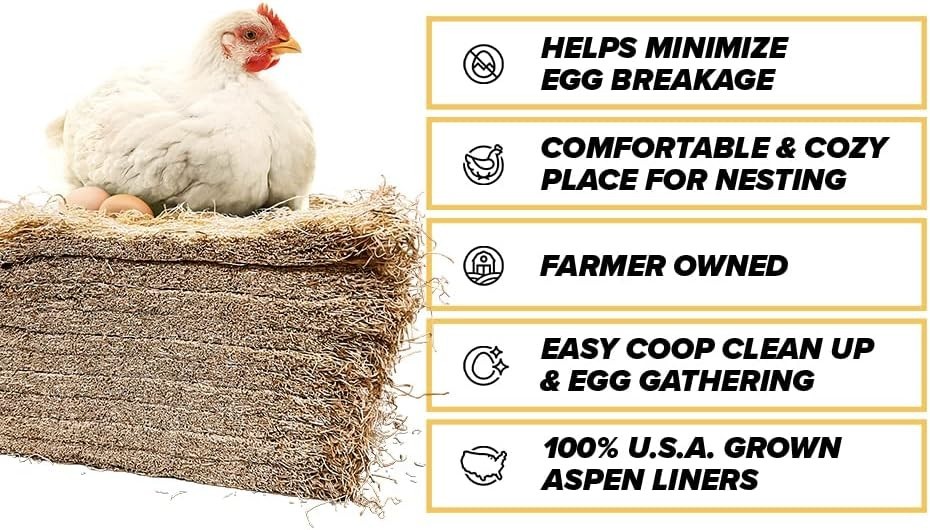 Soft & Eco-Friendly Aspen Nesting Pads - 10 Pack for Stress-Free Egg Collecting