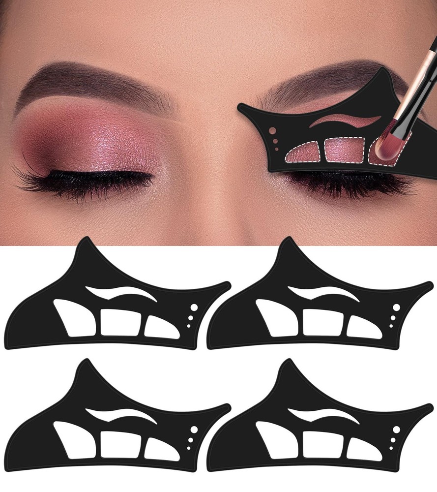 4PCS Reusable Eyeshadow Stencil Tool for Eyes, Cat Eyeliner 4PCS, Black