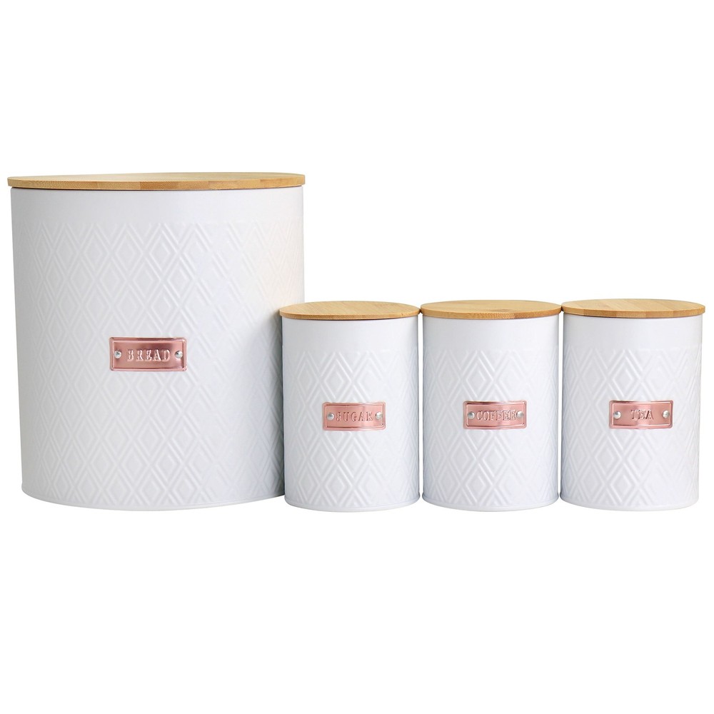 4 Piece Iron Canister Set in White