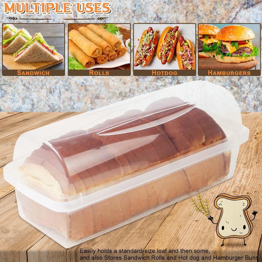 Home-X Bread Storage Container - BPA Free, Transparent Plastic clear