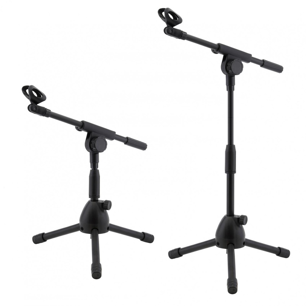 Microphone Tripod Stand with Boom Arm Adjustable Height Short Floor Mic Stand