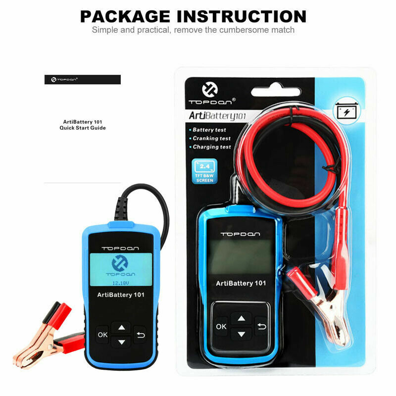 2025 TOPDON AB101 Battery Tester 12V Load Charging System Analyzer 100-2000CCA
