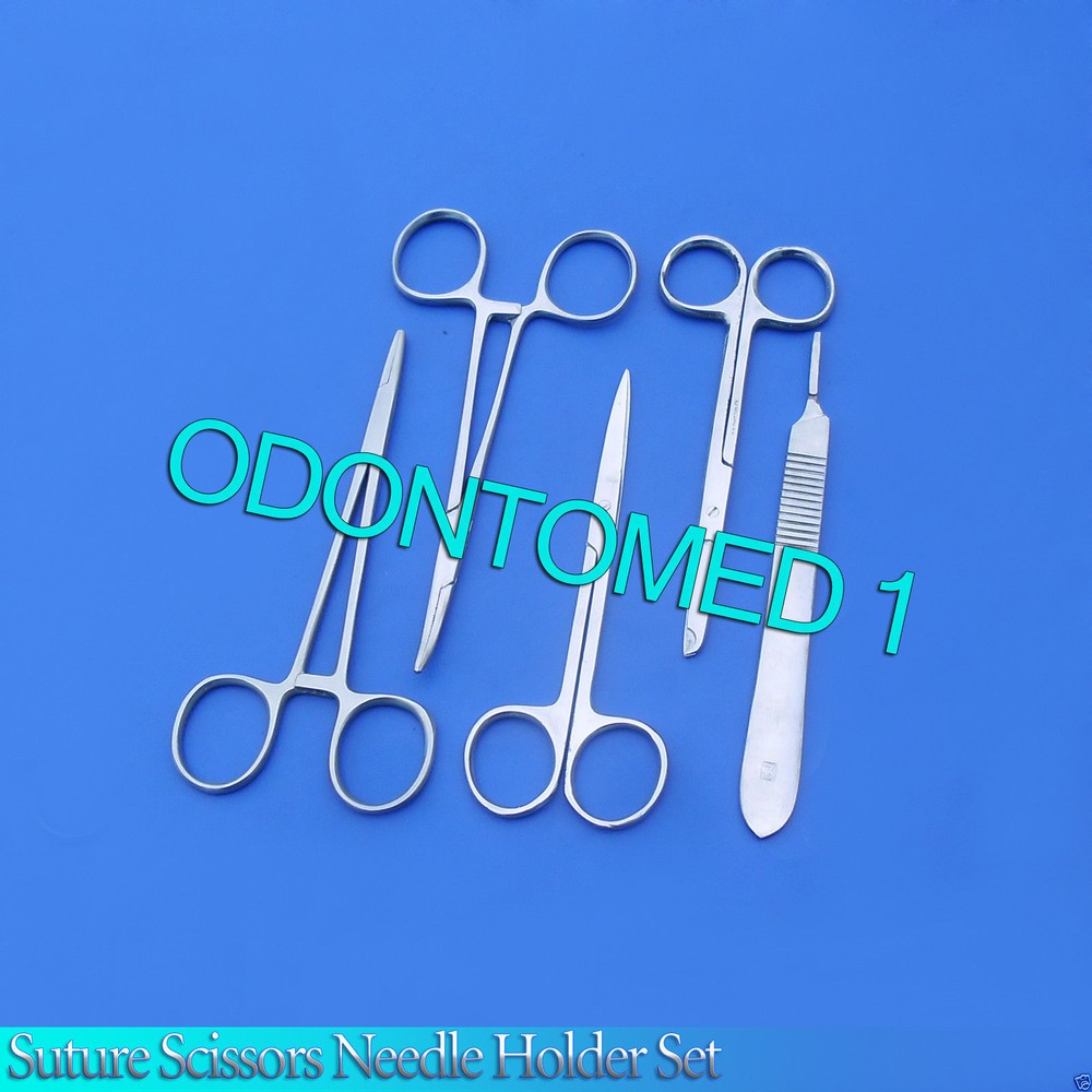 5 PCS O.R GRADE SUTURE IRIS SCISSORS NEEDLE HOLDER FORCEPS