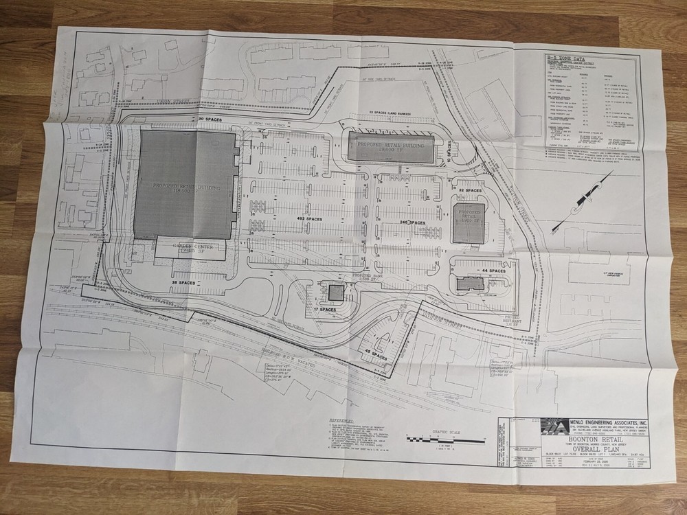 Boonton New Jersey Development Plan Blueprint 36" X 24"