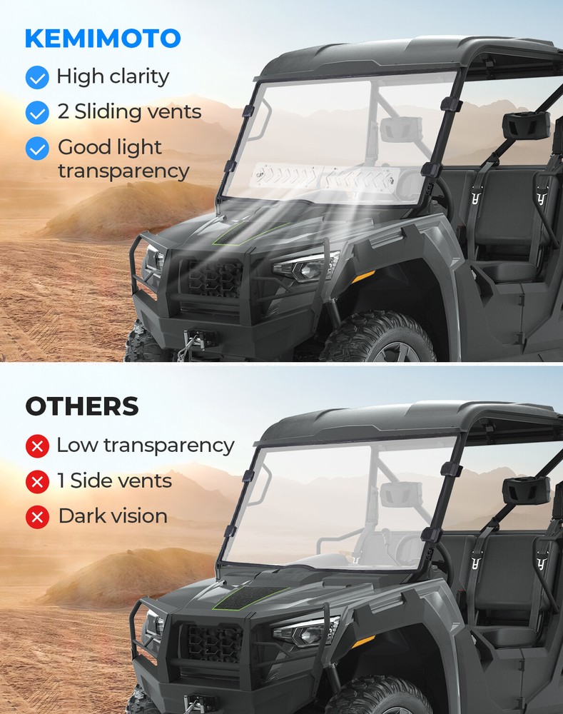 Vented Front Windshield w/ Sliding Window for TRACKER 800SX Arctic Cat 2020-2026
