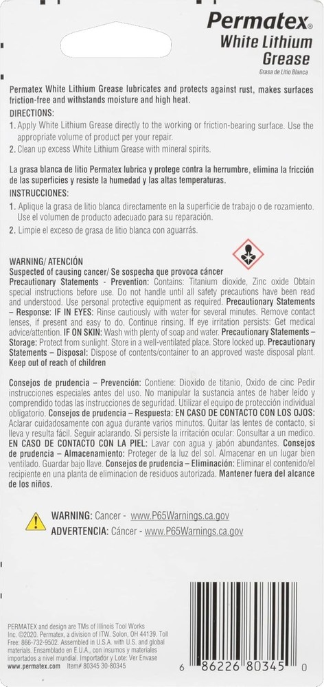 White Lithium Grease, 1.5 oz.
