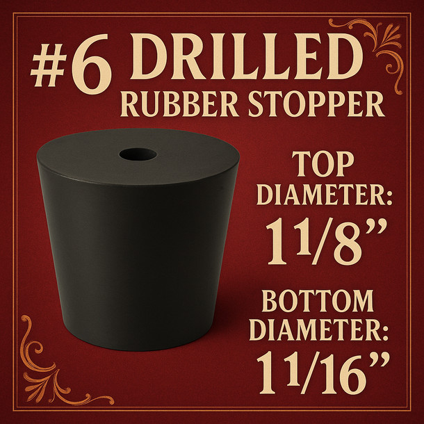 LD Carlson No. 6 Drilled Rubber Stopper