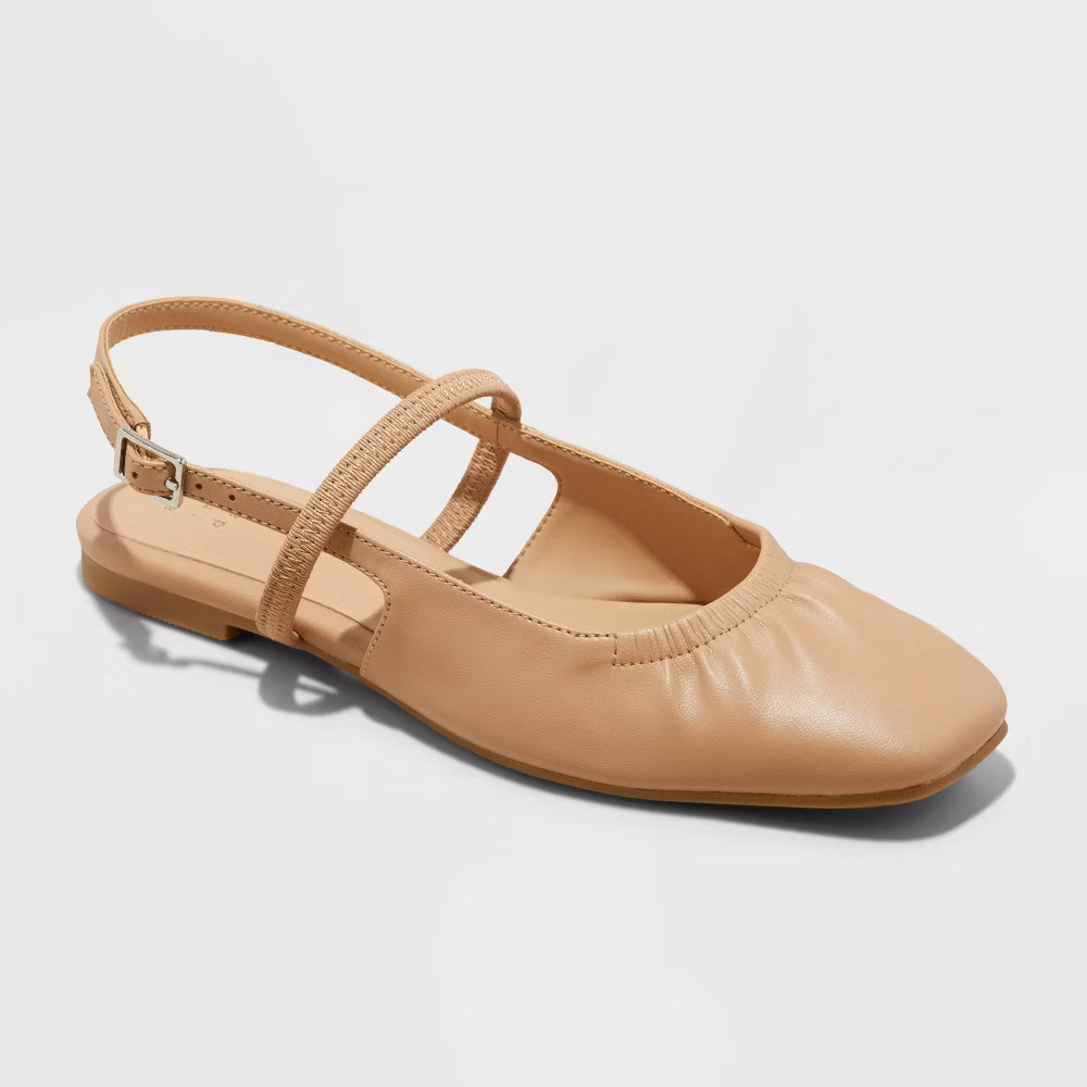 Women's Vada Slingback Scrunch Toe Flats - A New Day
