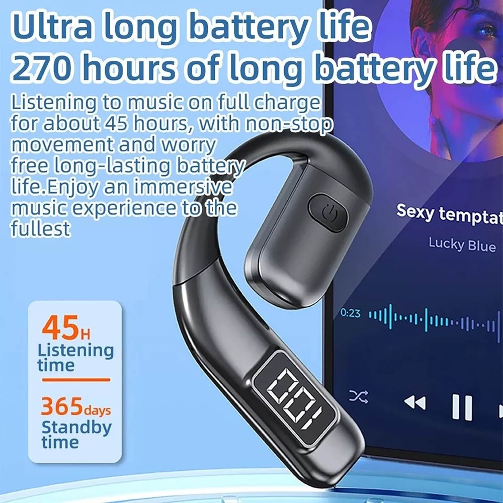 V5.5+EDR Wireless Bluetooth Headset Driving Trucker Earbuds Noise Cancelling