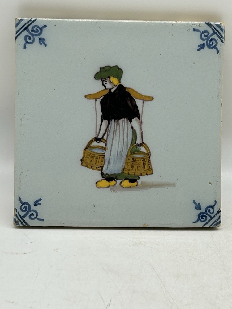 Dutch Makkum Tile, Milkmaid, Vintage