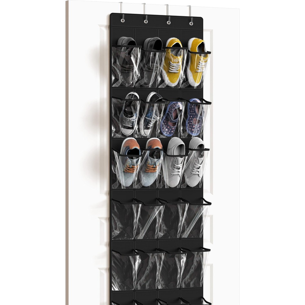 Simple Houseware 24 Pockets - Crystal Clear Over The Large Pockets, Black