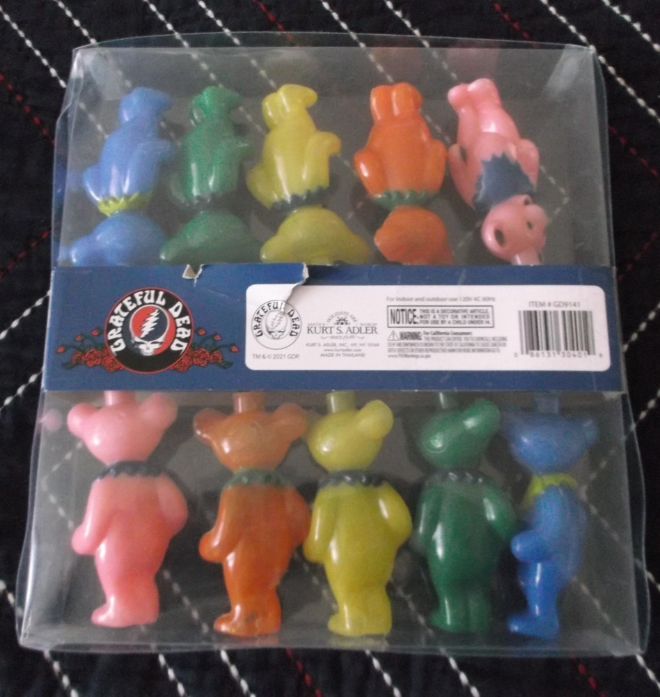 Grateful Dead Kurt Adler Dancing Bears Multicolor Light Set NEW