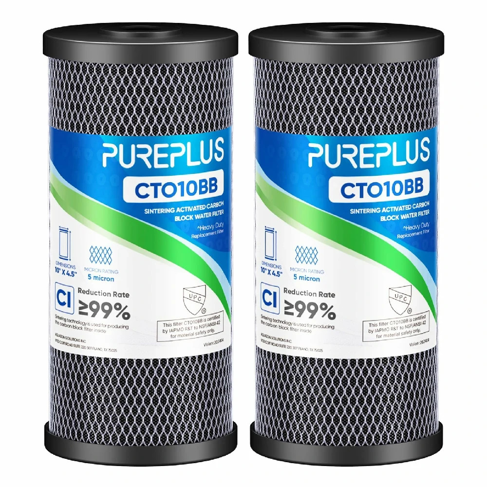 PUREPLUS 10" x 4.5" Whole Home CTO Water Filter Cartridge, NSF/ANSI 42 Certified