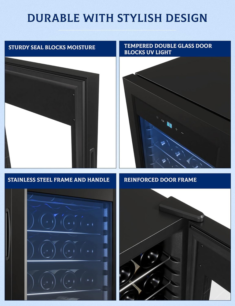 Wine Fridge, Compressor Wine Cooler Refrigerator, Beverage and Wine Refrigerator