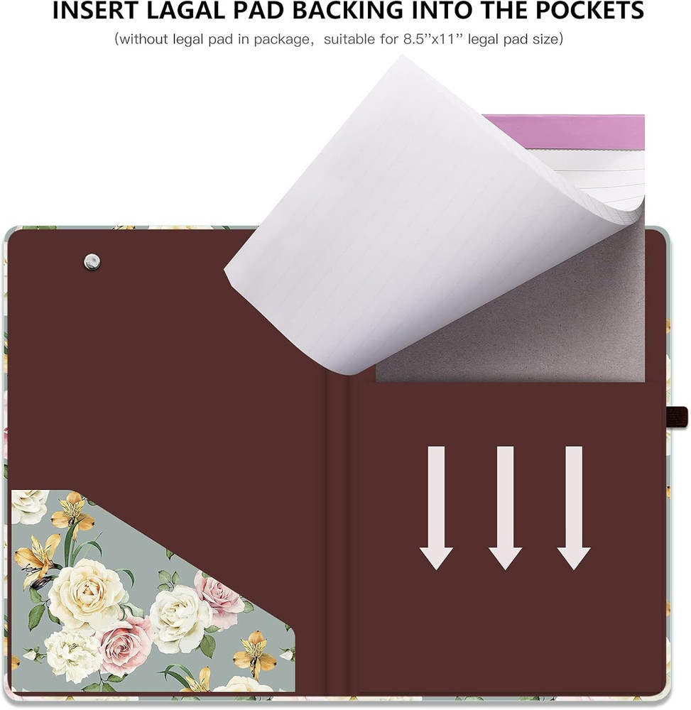Hongri Mini Clipboard Folio with Refillable Lined Notepad and Interior Storage P