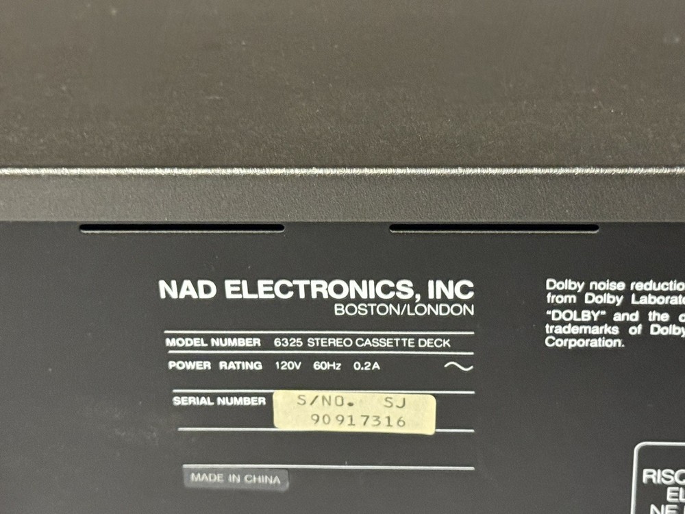 NAD 6325 Stereo Tape Cassette Deck Recorder & Remote Control AS-IS