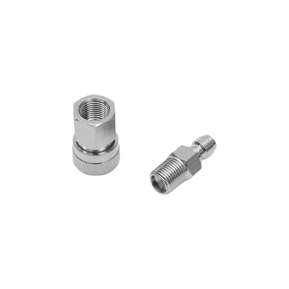 Thread Quick Release To Disconnect Coupler Male + Female 1/8NPT Fitting Silver ~