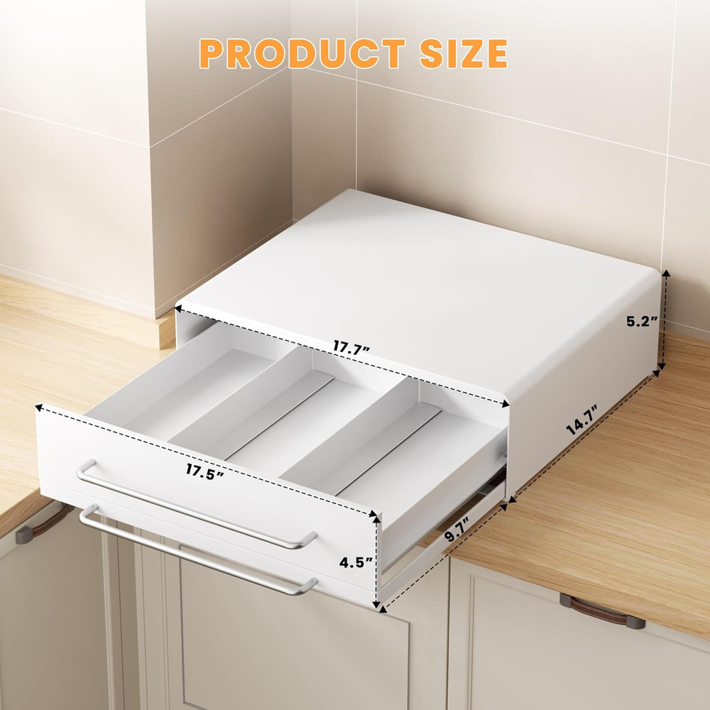 Space-Saving Microwave Stand with Drawer & Tray for Efficient Kitchen Storage
