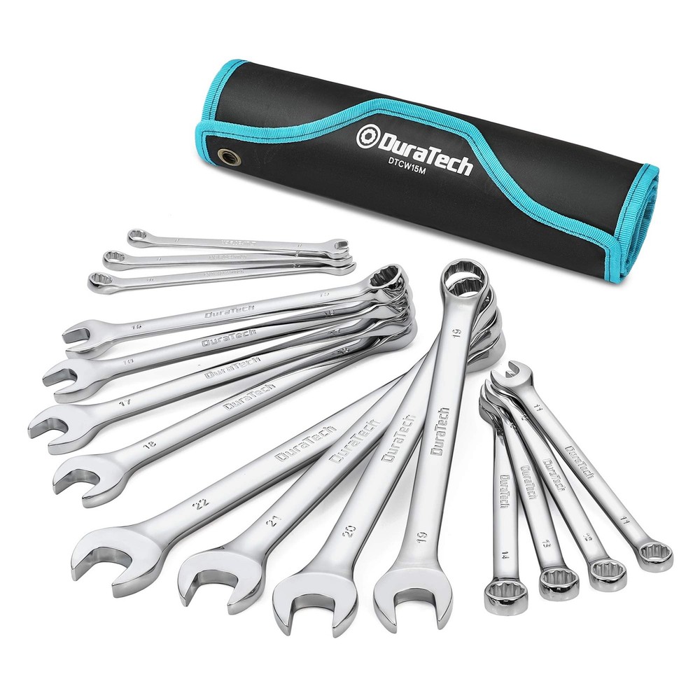 DURATECH Combination Wrench Set, Metric, 15-Piece, 8, 9, 10, Silver
