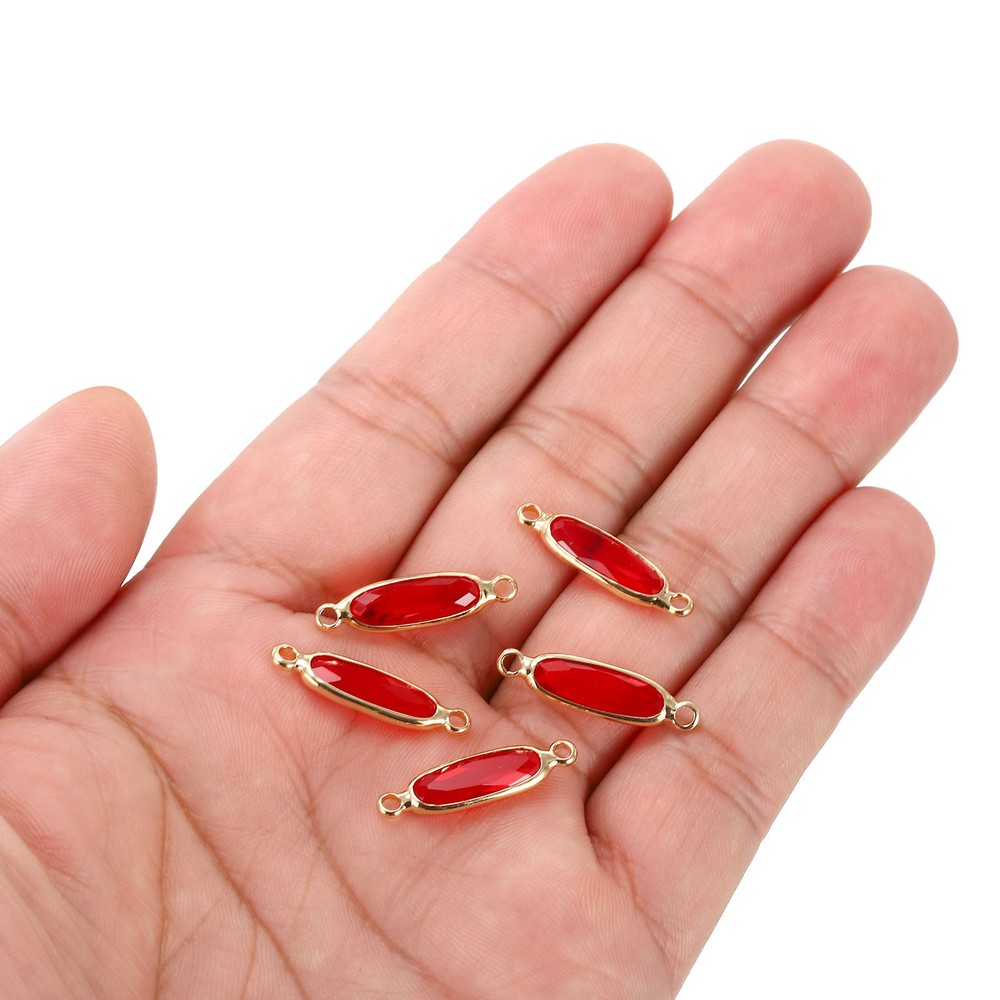 Birthstone Connector Link, 5Pcs Diamond Links, Round, Red