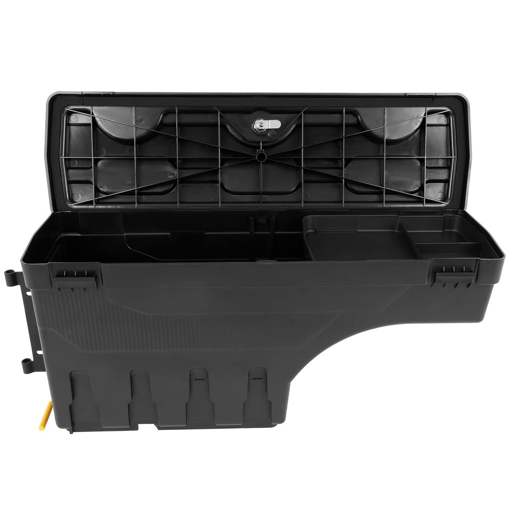 Truck Bed Storage Box Password Lockable Lid Swing Driver Passenger Side Black