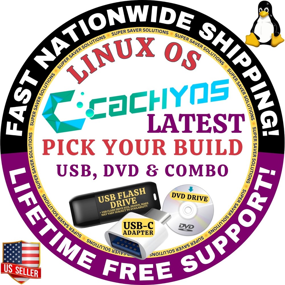 CACHYOS LINUX KDE, PLASMA | DESKTOP, HANDHELD | DVD, USB | CACHY OS | SHIPS FAST