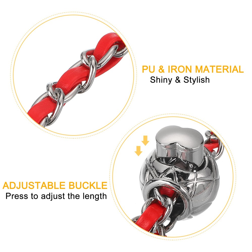 Purse Chain Strap, 53 Inch Adjustable Chains Strap Red/Silver