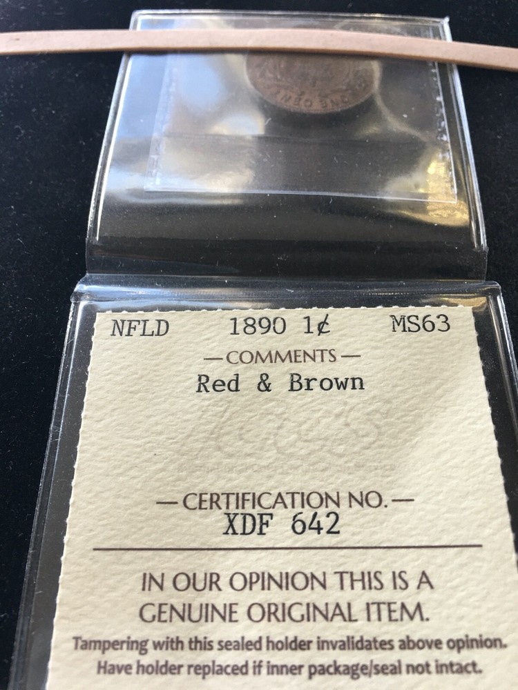 1890 ICCS Graded Newfoundland, Large One Cent, **MS-63**