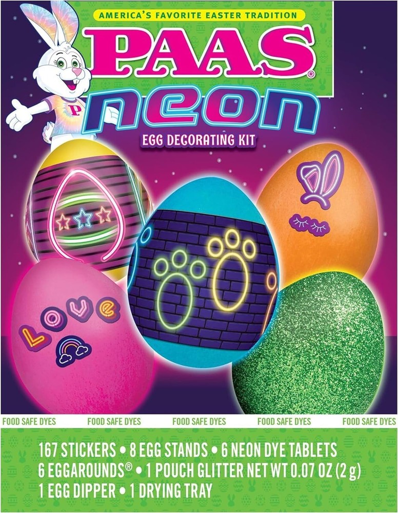 Paas Easter Egg Decorating Kit Multicolored Dye Tablets Stickers Glitter Pouch