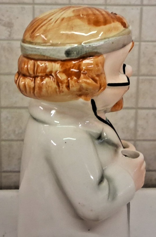 Vintage Cereamic Doctor Themed Bartender Caddy With Bartending Tools