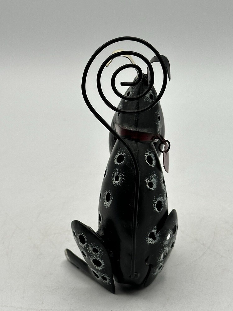 Three Dimensional Tin Dog Figure With Photo Holder Tail Coil