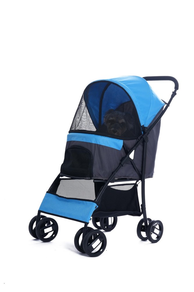 4 Wheels Pet Stroller,Easy-Foldable Dog Cat Cage Jogger Stroller with Weather Co