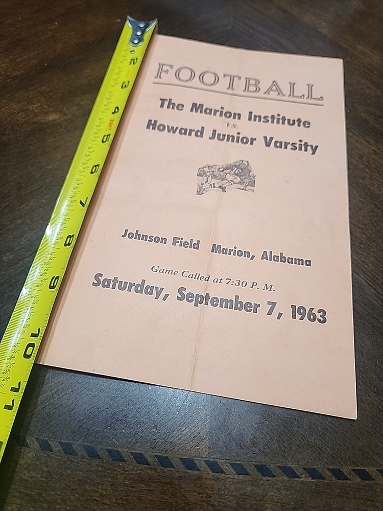 1963 The Marion Institute Vs Howard Junior Varsity Program Johnson Field Marion