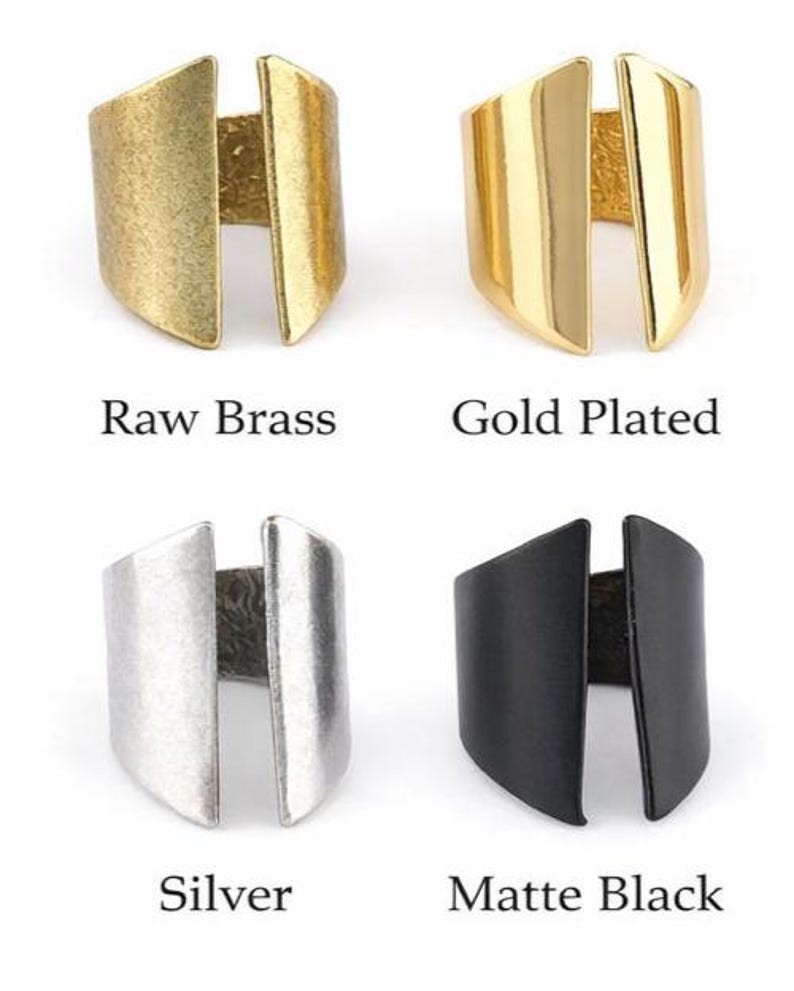 Wide Adjustable Brass Ring, Open Cuff Ring, Raw Brass Gold-Silver 4230