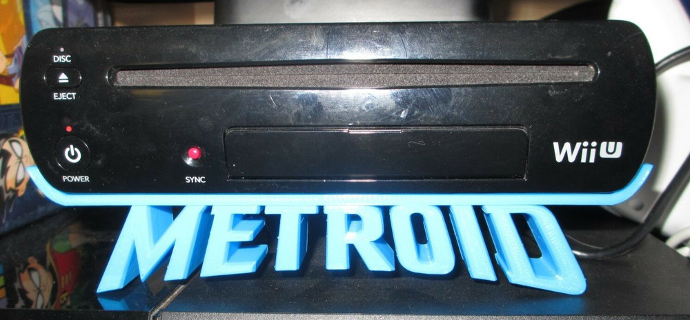 Nintendo Wii U Horizontal Display Stand with Metroid Title 3D Printed