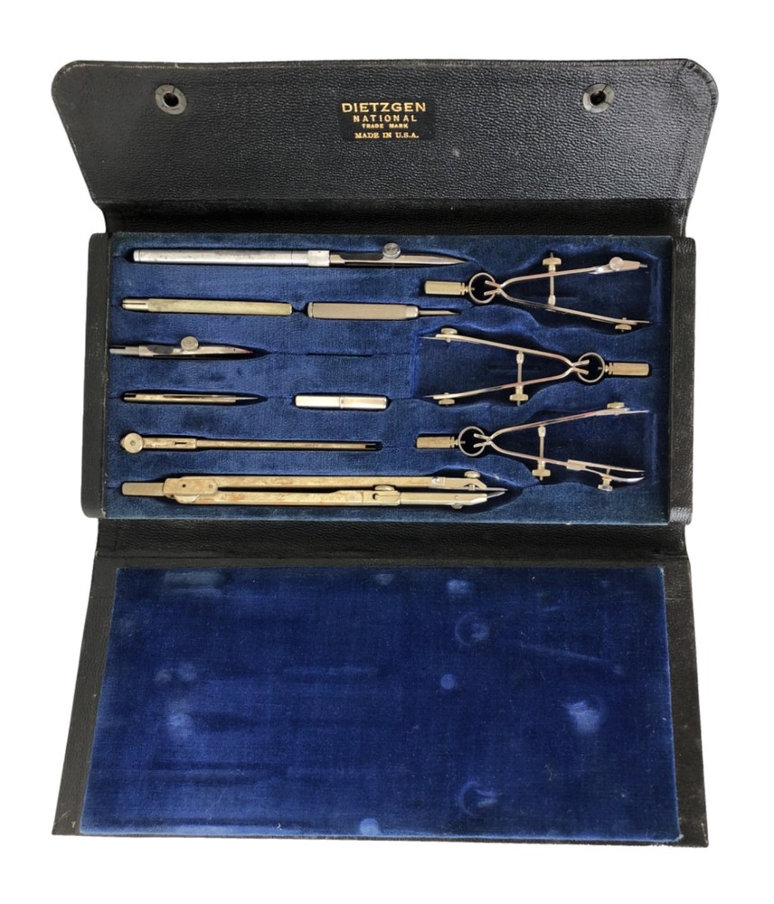 Vintage Dietzgen Drafting Tool Set in Original Case