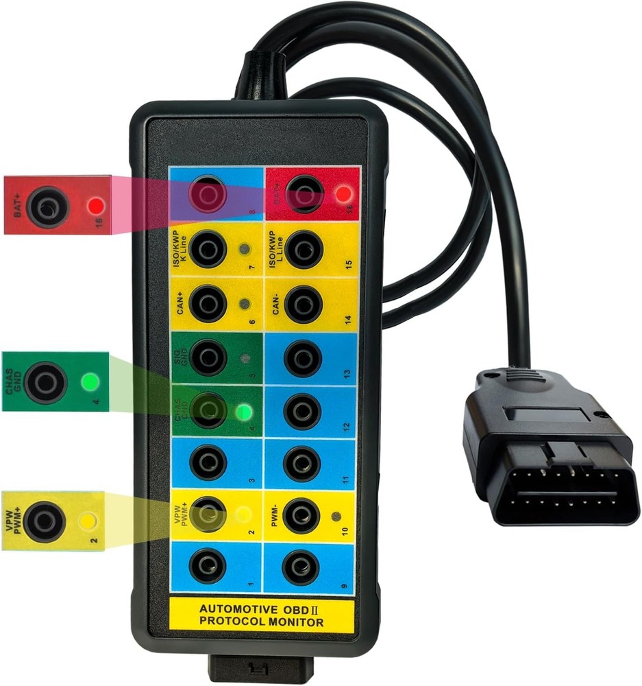 Professional OBD2 Breakout Box with LED Indicator, 16-Pin Diagnostic...