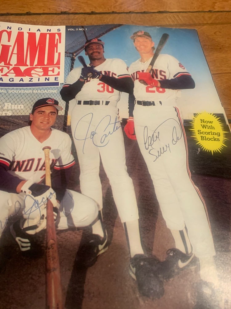 MULTI SIGNED JOE CARTER CORY SNYDER BROOK JACOBY CLEVELAND INDIANS PROGRAM