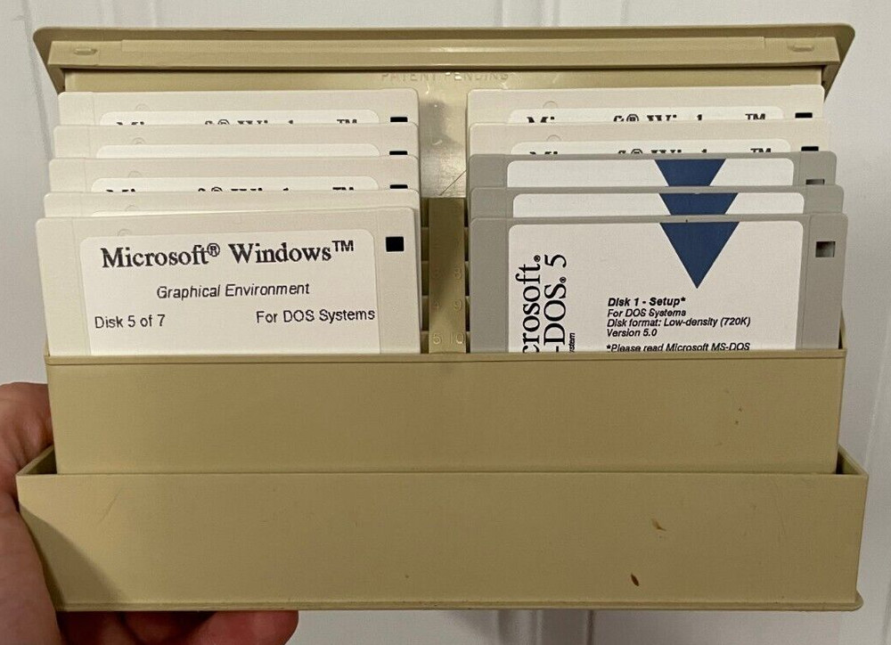 10 Microsoft Windows Graphical Environment & MS-DOS 5 Setup Discs & Case 1991