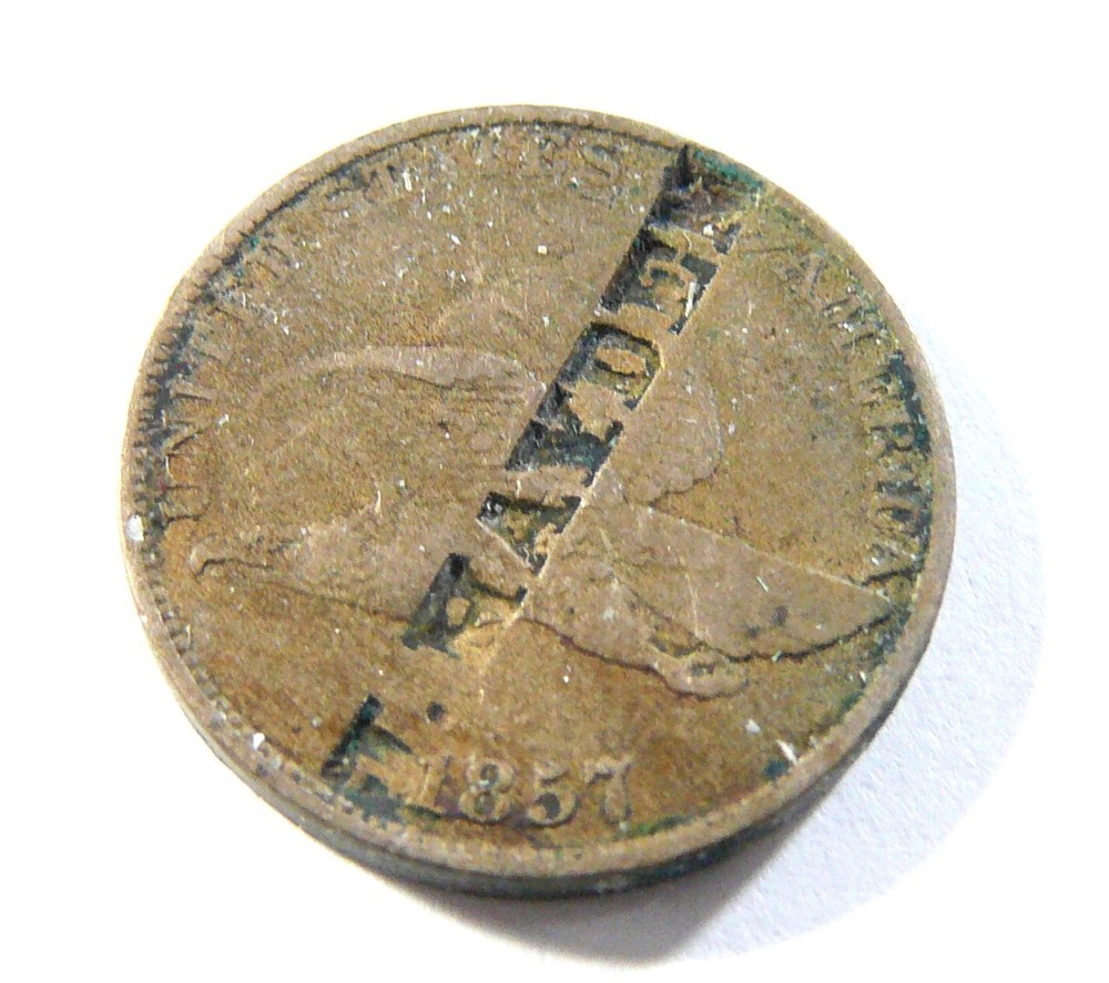 1857 Flying Eagle Cent with Counter Strike T. Hayden