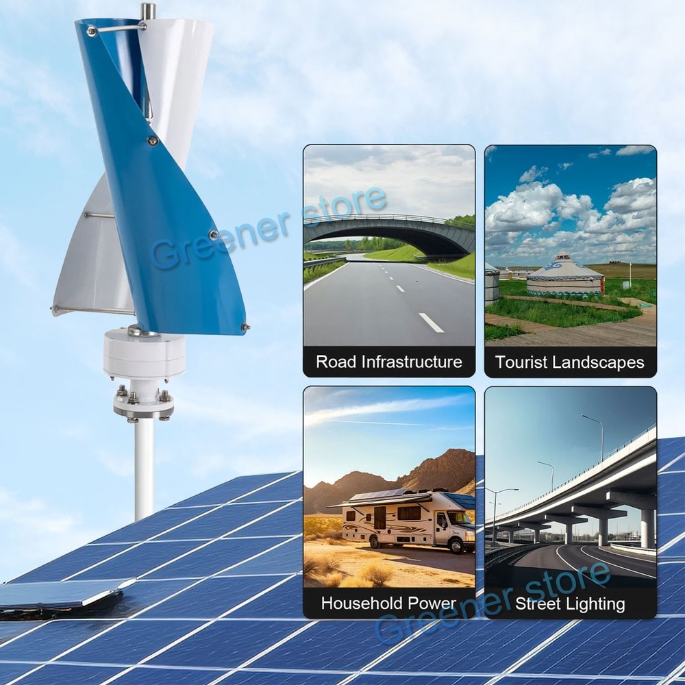 800W Vertical Axis Wind Turbine Generator 12V/24V Controller Home Windmill Kit